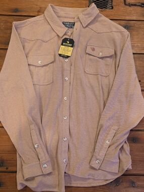 BURLEBO Men's Casual Button-Down Shirt in Light Brown